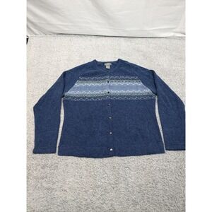 GH‎ Bass 100% Lambswool Sweater Tight Knit Womens Large Blue Button